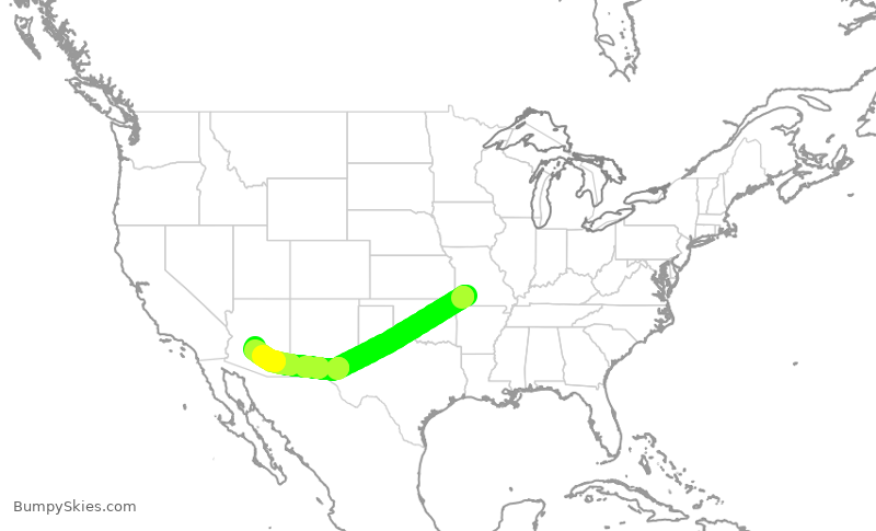 Turbulence forecast map for ENY3522, SGF to PHX