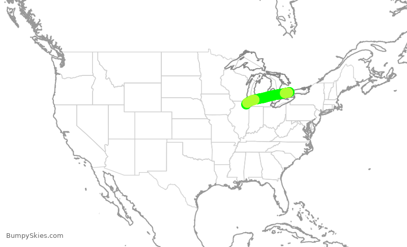 Turbulence forecast map for ENY3524, YYZ to ORD