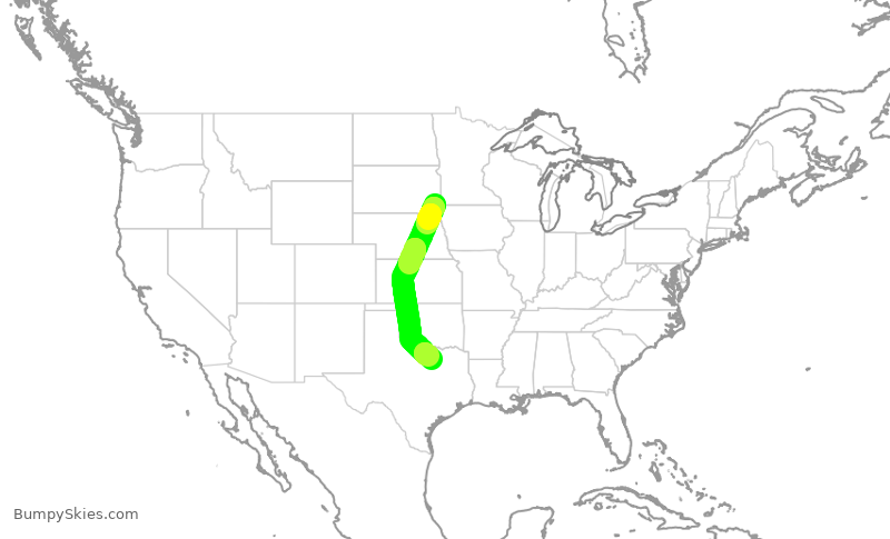 Turbulence forecast map for ENY3527, FSD to DFW