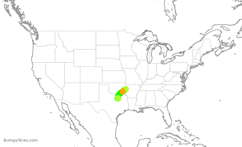 Turbulence forecast map for ENY3530, DFW to FSM