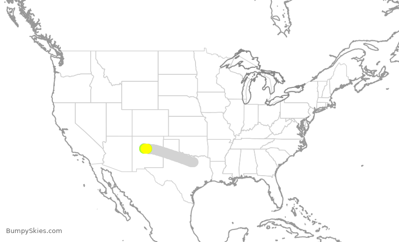 Turbulence forecast map for ENY3535, DFW to ABQ