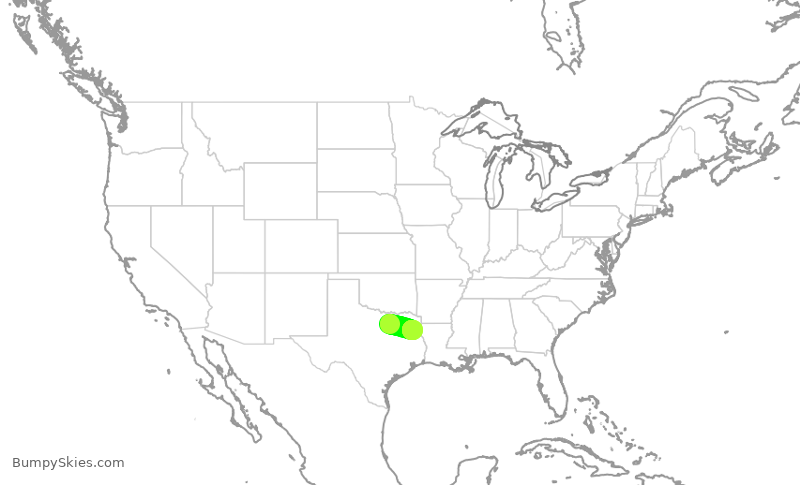 Turbulence forecast map for ENY3536, DFW to GGG