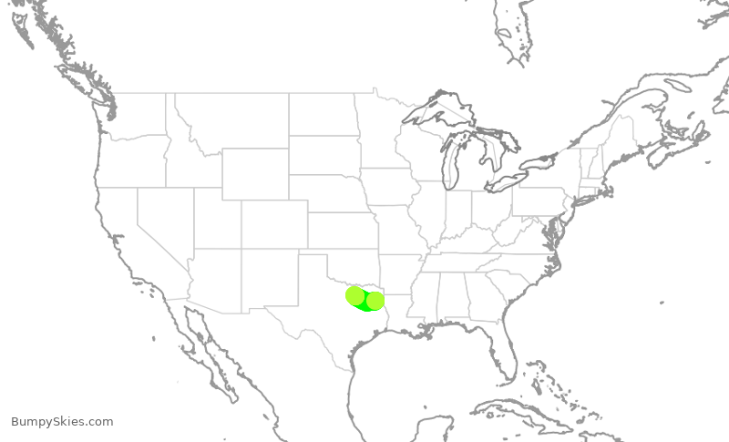 Turbulence forecast map for ENY3536, GGG to DFW