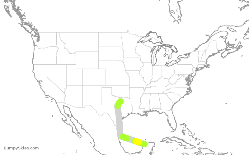 Turbulence forecast map for ENY3538, MID to DFW