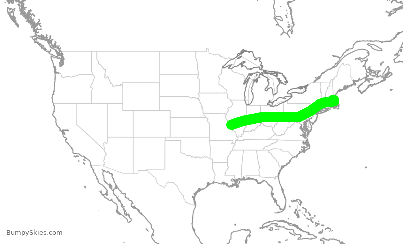 Turbulence forecast map for ENY3546, BOS to STL