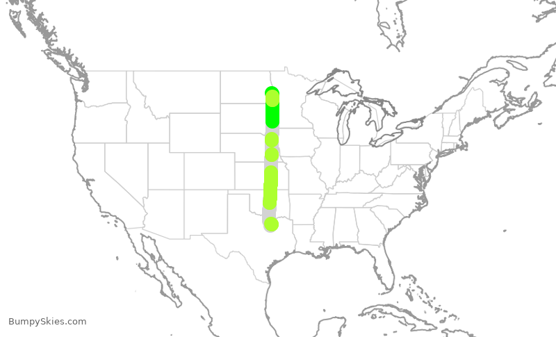 Turbulence forecast map for ENY3551, DFW to FAR