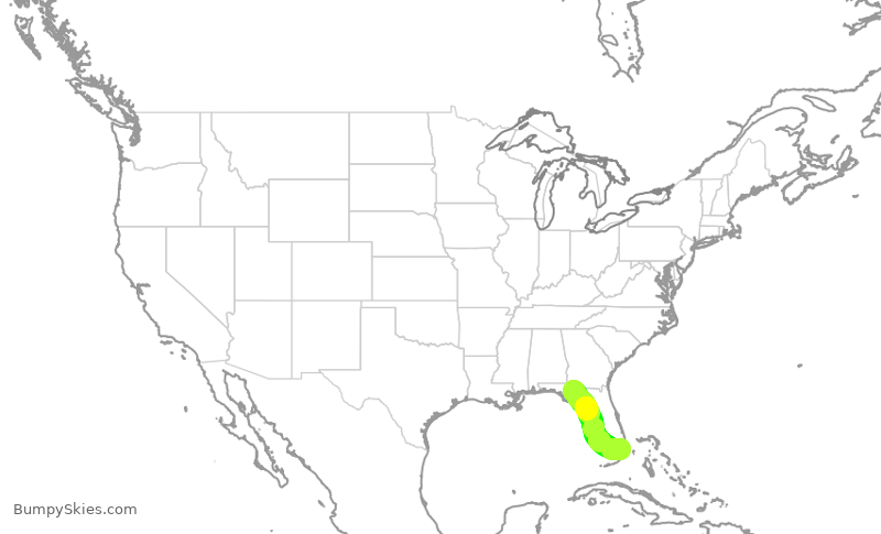 Turbulence forecast map for ENY3566, TLH to MIA