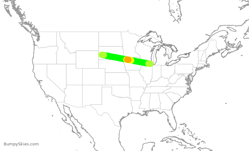 Turbulence forecast map for ENY3573, RAP to ORD