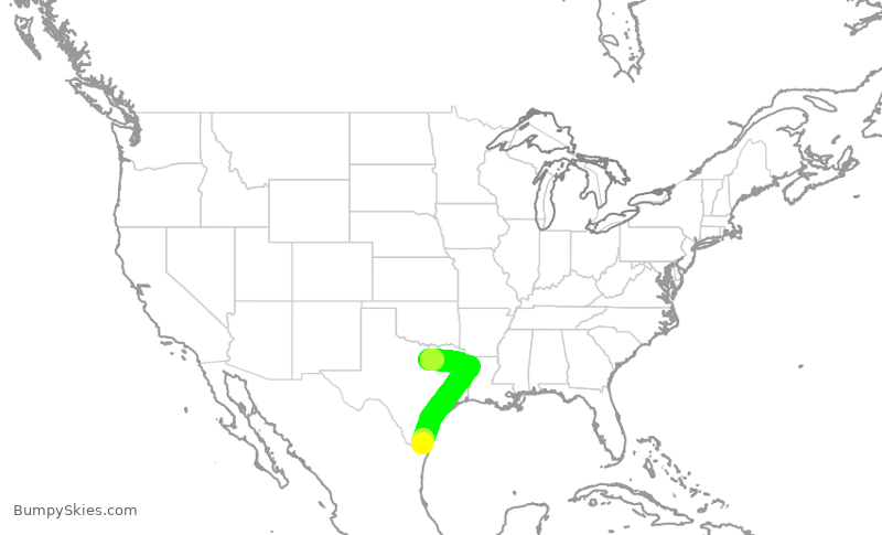 Turbulence forecast map for ENY3575, DFW to HRL