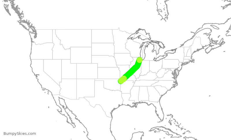 Turbulence forecast map for ENY3578, ORD to XNA