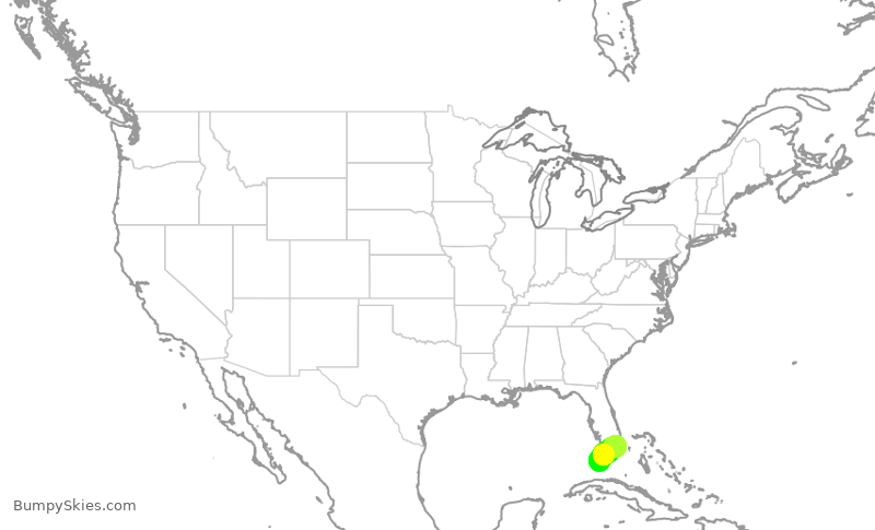 Turbulence forecast map for ENY3579, EYW to MIA