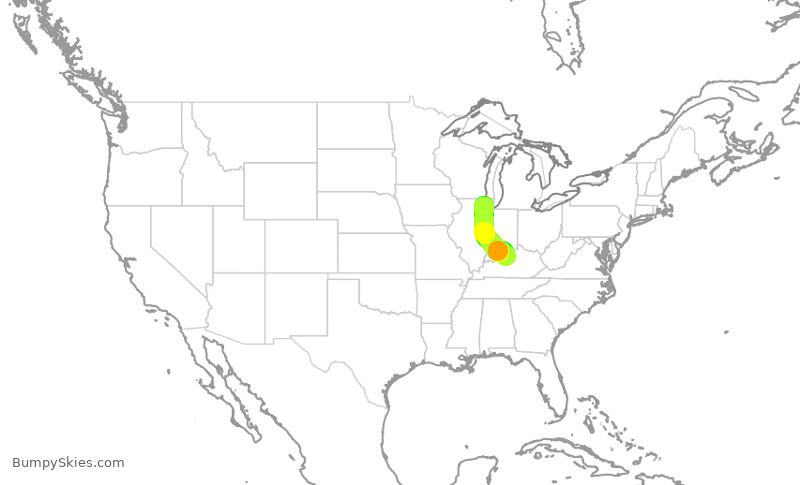 Turbulence forecast map for ENY3580, ORD to SDF