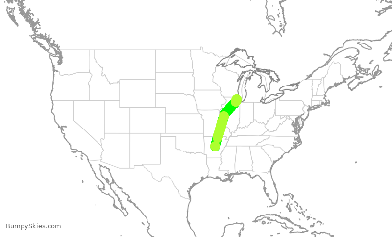 Turbulence forecast map for ENY3588, LIT to ORD