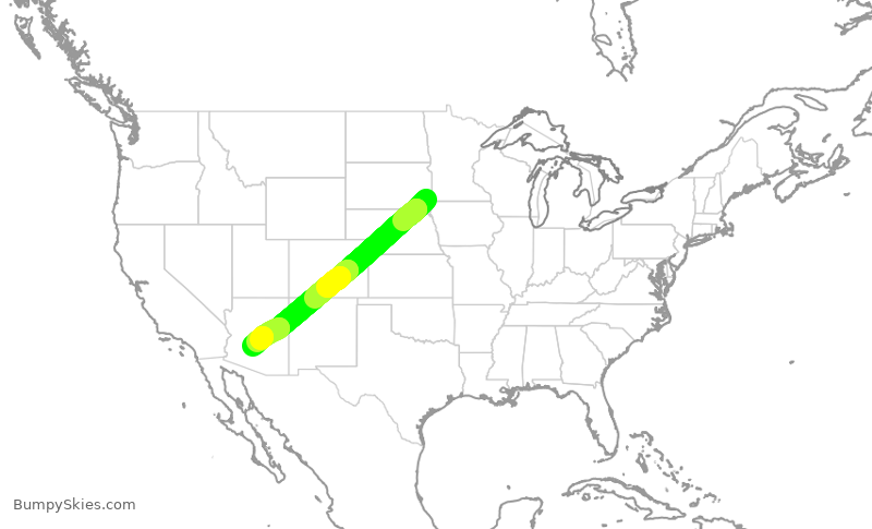 Turbulence forecast map for ENY3592, FSD to PHX