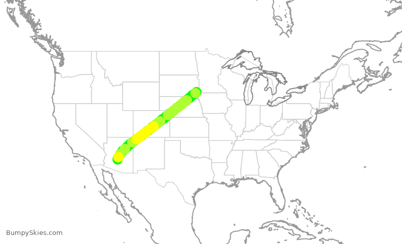 Turbulence forecast map for ENY3592, PHX to FSD