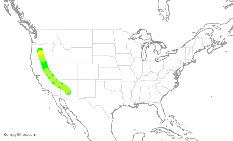 Turbulence forecast map for ENY3597, PHX to RDM