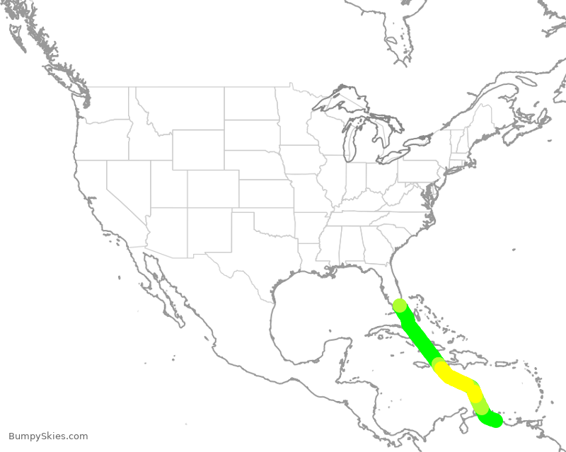 Turbulence forecast map for ENY3599, MIA to VMI