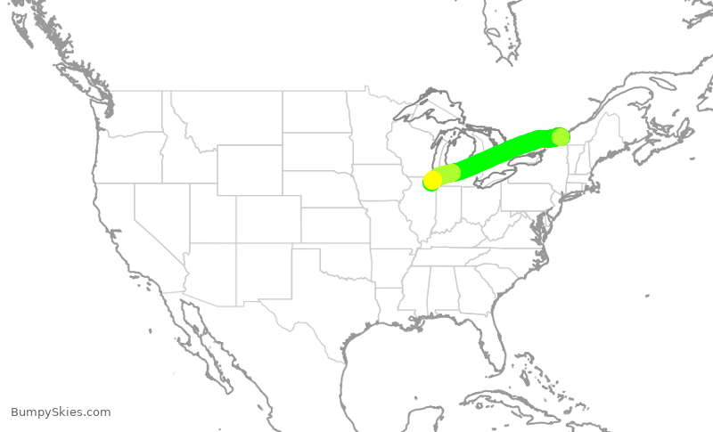 Turbulence forecast map for ENY3600, YUL to ORD