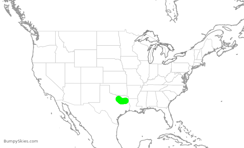 Turbulence forecast map for ENY3601, GGG to DFW