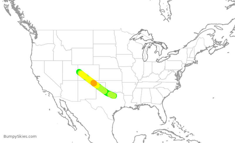 Turbulence forecast map for ENY3609, DFW to GJT