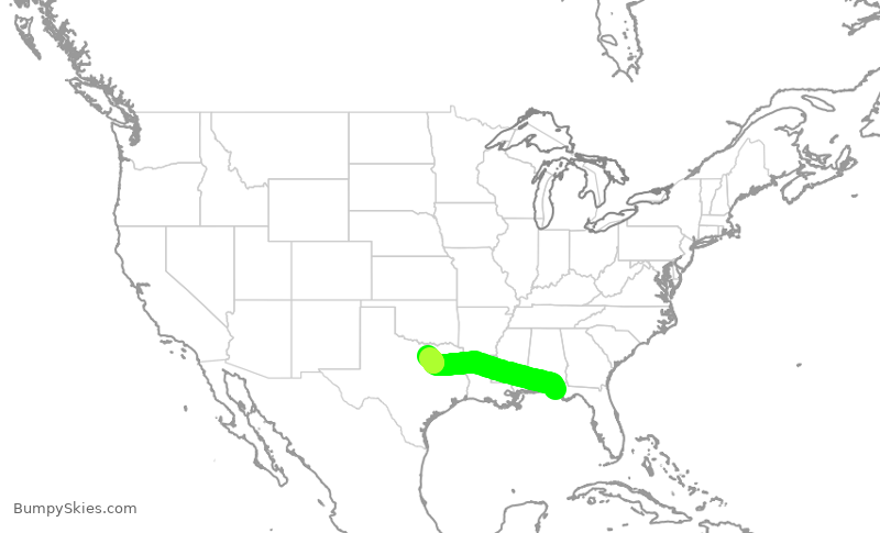 Turbulence forecast map for ENY3625, ECP to DFW
