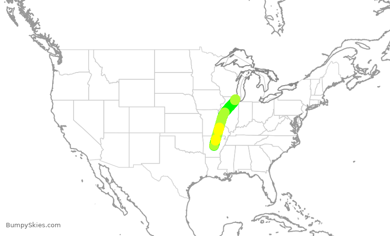 Turbulence forecast map for ENY3625, LIT to ORD