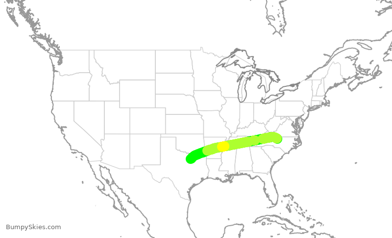 Turbulence forecast map for ENY3628, GSO to DFW