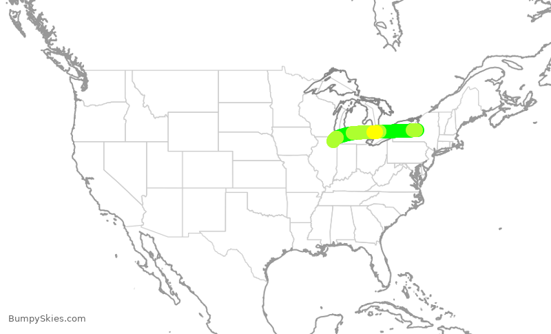 Turbulence forecast map for ENY3631, SYR to ORD