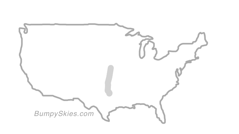 Map of continental US with illustrated flight path and turbulence forecast (described in text below)