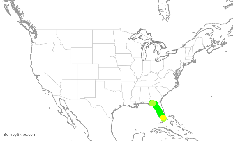 Turbulence forecast map for ENY3635, MIA to TLH