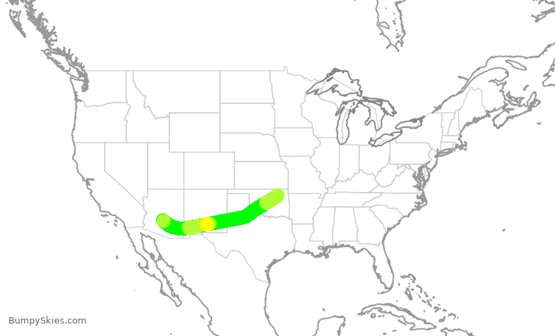 Turbulence forecast map for ENY3645, PHX to TUL