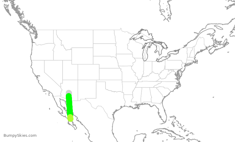 Turbulence forecast map for ENY3650, PHX to LTO