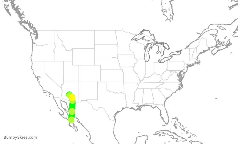 Turbulence forecast map for ENY3650, LTO to PHX