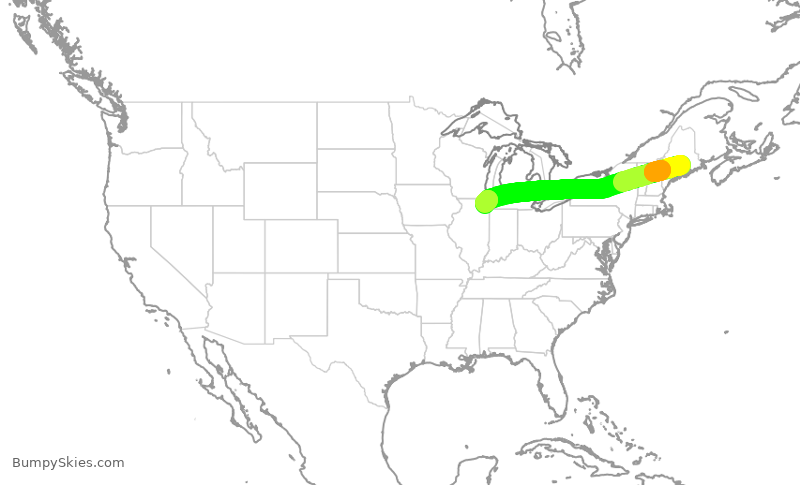 Turbulence forecast map for ENY3657, BGR to ORD