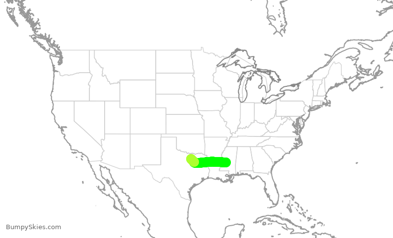 Turbulence forecast map for ENY3669, JAN to DFW