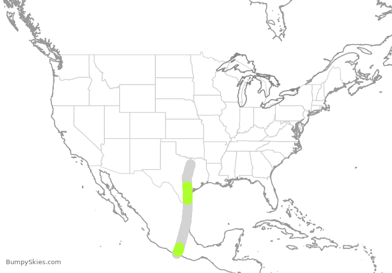 Turbulence forecast map for ENY3672, DFW to ACA
