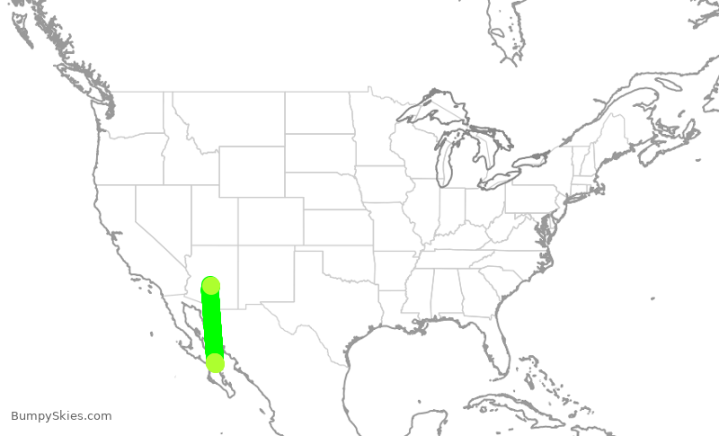 Turbulence forecast map for ENY3678, PHX to LTO
