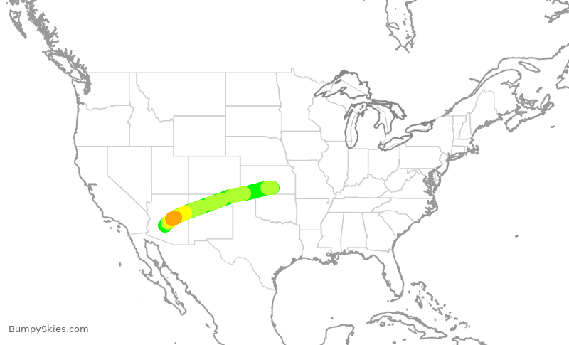 Turbulence forecast map for ENY3699, ICT to PHX