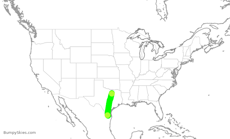 Turbulence forecast map for ENY3700, DFW to MFE