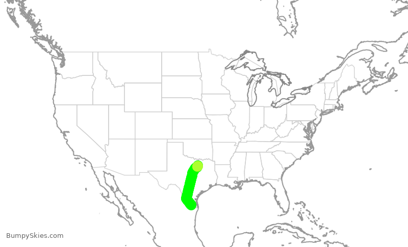 Turbulence forecast map for ENY3700, MFE to DFW