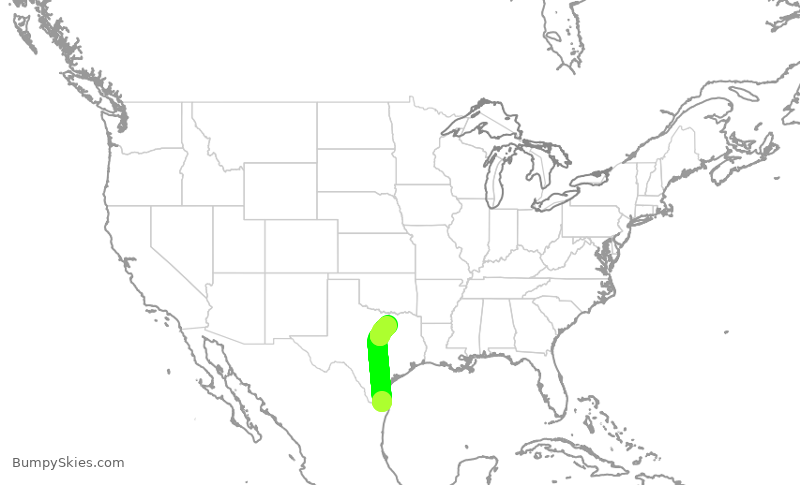 Turbulence forecast map for ENY3701, HRL to DFW