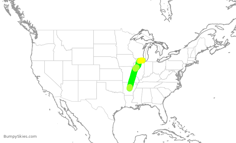 Turbulence forecast map for ENY3702, LIT to ORD