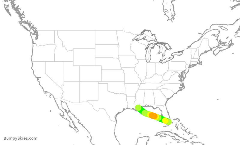 Turbulence forecast map for ENY3702, MSY to MIA