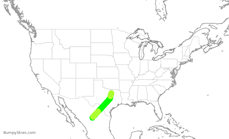Turbulence forecast map for ENY3708, DFW to MTC