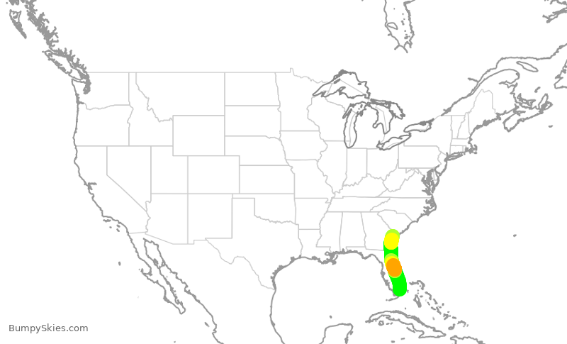 Turbulence forecast map for ENY3712, MIA to SAV