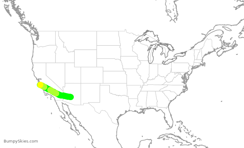 Turbulence forecast map for ENY3720, PHX to MRY