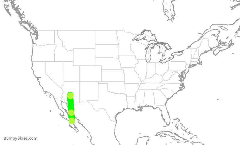 Turbulence forecast map for ENY3724, PHX to MLT