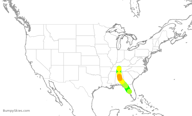 Turbulence forecast map for ENY3726, BNA to TPA