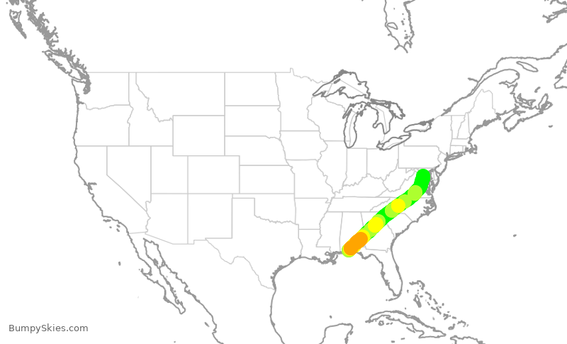 Turbulence forecast map for ENY3742, PNS to DCA