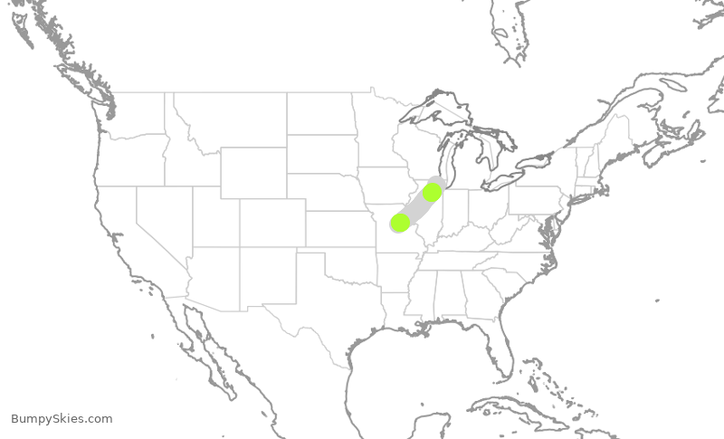 Turbulence forecast map for ENY3744, COU to ORD